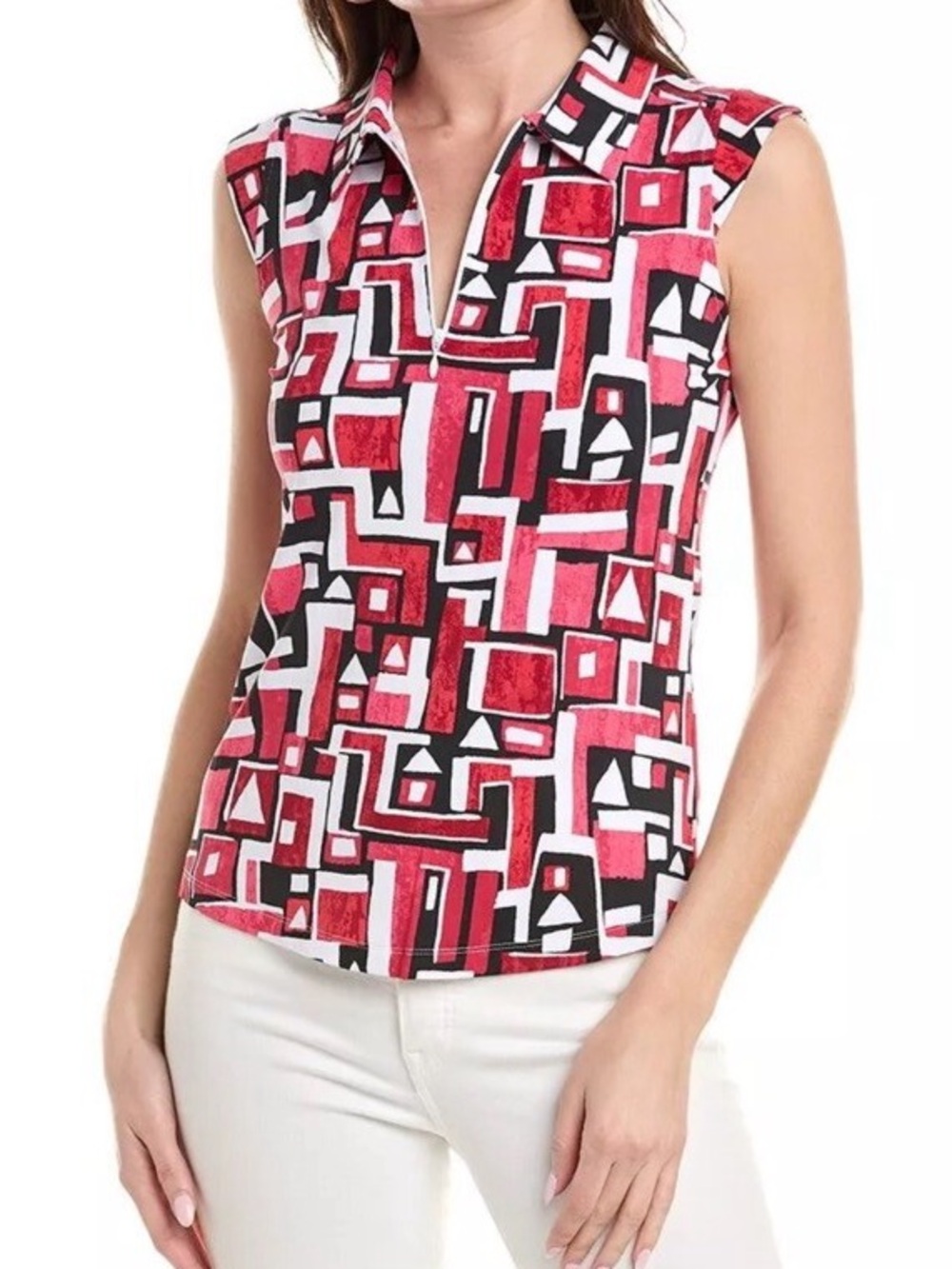 IBKUL Women’s Sleeveless Zip Polo Top Shirt Size Medium